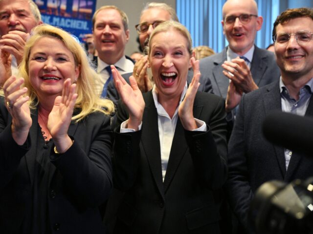 Co-leader of the far-right Alternative for Germany (AfD) party Alice Weidel (C) and AfD to