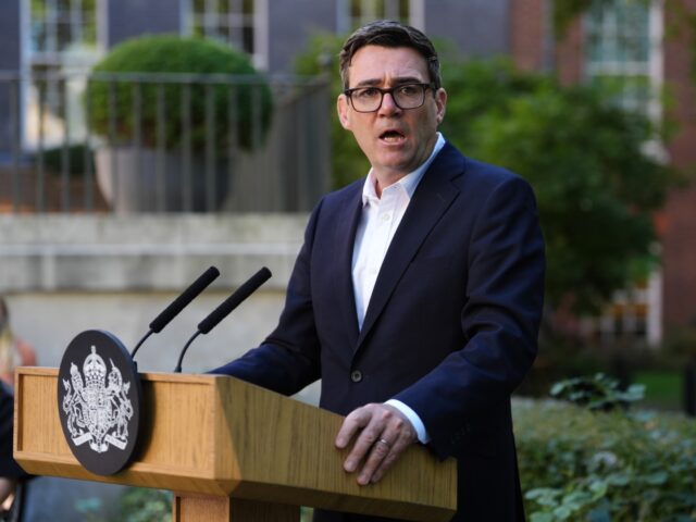 LONDON, ENGLAND - SEPTEMBER 21: Prime Minister Andy Burnham gives a speech during a recept