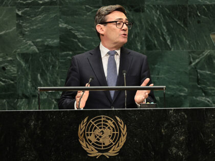 NEW YORK, NEW YORK - SEPTEMBER 22: UK Prime Minister Andy Burnham speaks during the 81st s