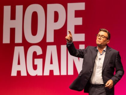 Andy Burnham, British Prime Minister and leader of the Labour Party gives his leaders spee