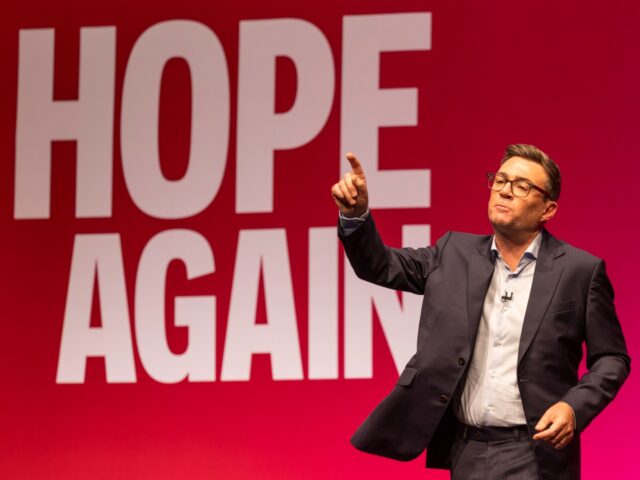 Andy Burnham, British Prime Minister and leader of the Labour Party gives his leaders spee