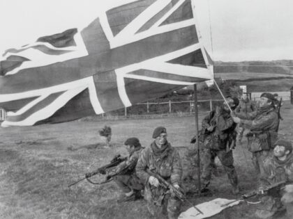 (Original Caption) Port Howard, West Falkland: This photo released today by the British Go