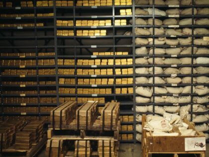 Bars of gold in the vault of the Bank of New York. (Photo by michael norcia/Sygma via Gett