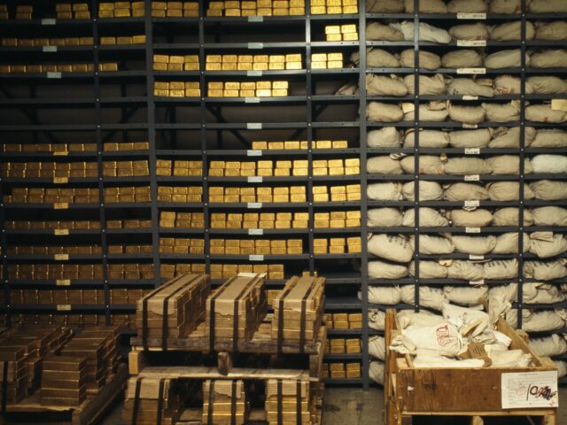 Bars of gold in the vault of the Bank of New York. (Photo by michael norcia/Sygma via Gett