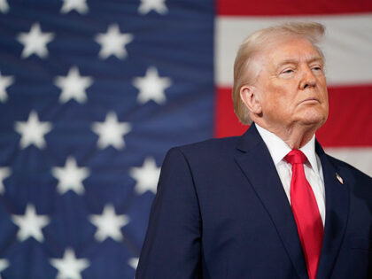 U.S. President Donald Trump speaks during a visit to the Fort Bragg U.S. Army base on Febr