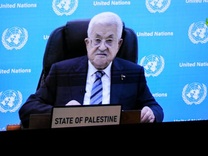 Mahmoud Abbas, Palestinian Authority president, speaks virtually during the United Nations
