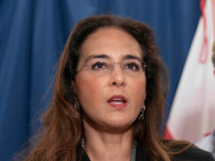 Assistant Attorney General for Civil Rights Harmeet Dhillon speaks during a news conferenc