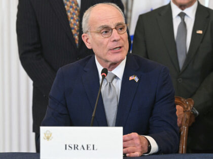 Israeli Ambassador to the US Yechiel Leiter speaks during a signing ceremony hosted by US