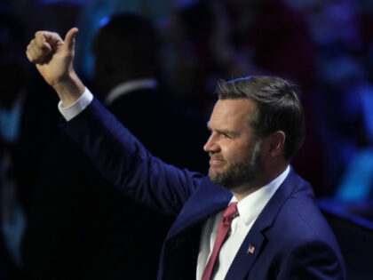 Vice President JD Vance listens as President Donald Trump speaks at the Republican convent