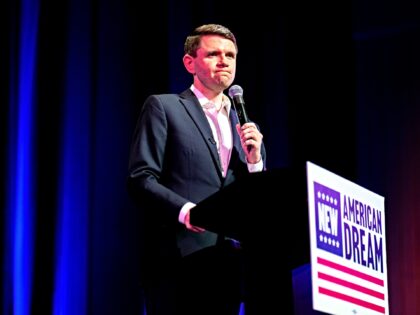 KERRVILLE, TEXAS - AUGUST 31: Democratic U.S. Senate candidate James Talarico speaks durin