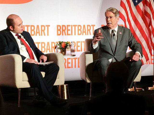 Jom4RlA Breitbart News Washington Bureau Chief Matthew Boyle (left) interviews Treasury Secretary