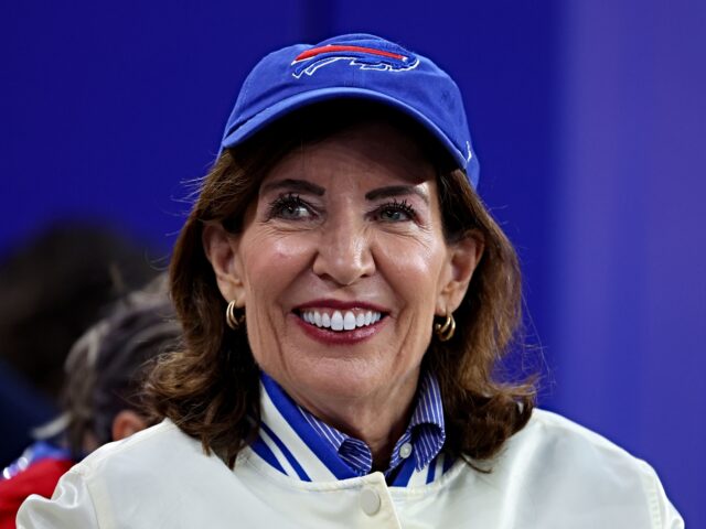 Kathy Hochul respond to critics ORCHARD PARK, NEW YORK - SEPTEMBER 17: at Highmark Stadium on September 17, 2026 in Orchar