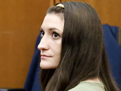 Lindsay Clancy watches jurors enter the courtroom during her murder trial at Plymouth Supe