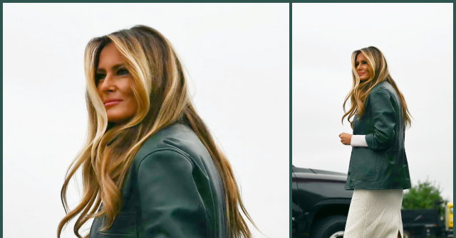 Fashion Notes: Melania Trump Returns to North Carolina in Nour Hammour Green Leather Jacket