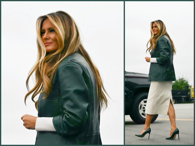 Fashion Notes: Melania Trump Returns to North Carolina in Nour Hammour Green Leather Jacket