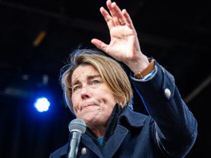 Governor Maura Healey speaks at a No Kings Day event on the Boston Common on March 28, 202