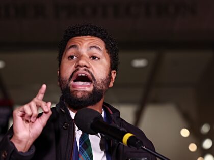 WASHINGTON, DC - JANUARY 13: Rep. Maxwell Frost (D-FL) speaks during the ICE Out for Good