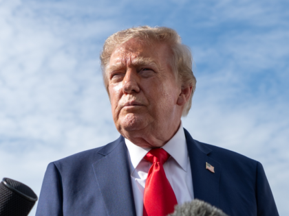 President Donald J. Trump speaks to the press before boarding Air Force One at Joint Base