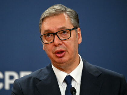 Serbia's President Aleksandar Vucic speaks during a joint press conference with Ukrai