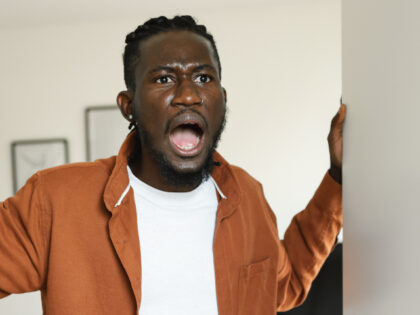 Shocked or angry black man