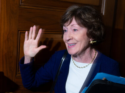 Sen. Susan Collins, R-Maine, speaks to reporters as she arrives for the Senate Republicans