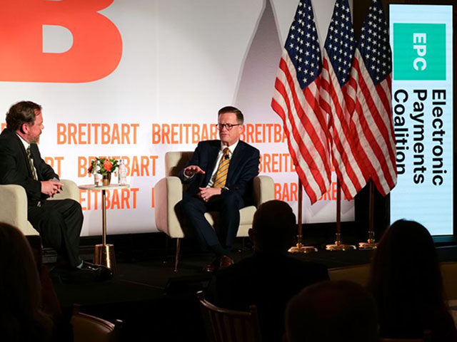 ZYy7FQ0w Breitbart News Finance and Economics Editor John Carney (left) interviews President and CE