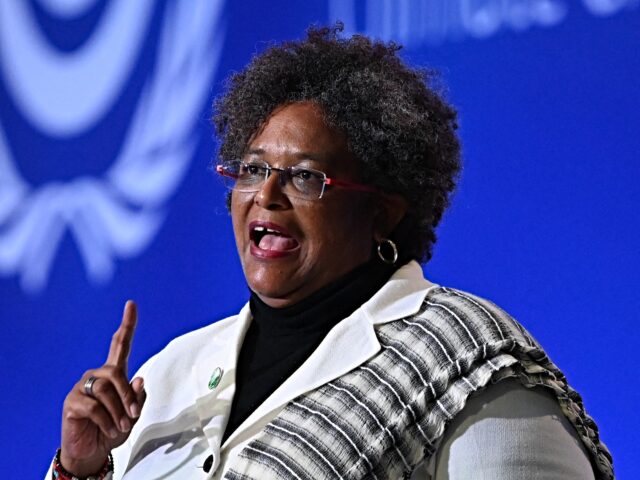 Barbados' Prime Minister Mia Amor Mottley speaks during the opening ceremony of the COP26