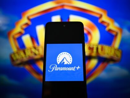 POLAND - 2026/03/02: In this photo illustration, a Paramount logo is seen displayed on a s