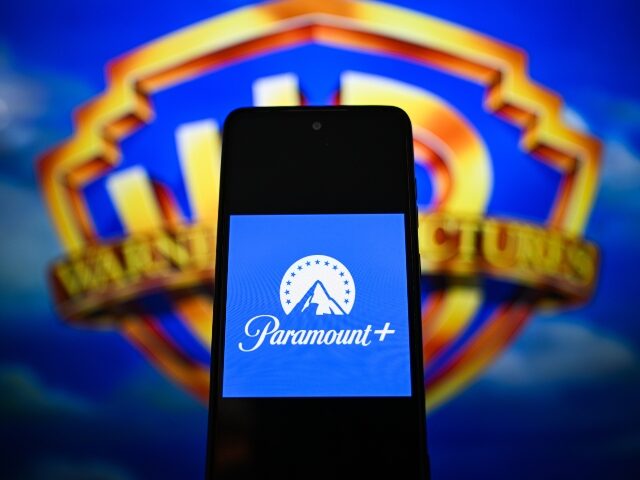 POLAND - 2026/03/02: In this photo illustration, a Paramount logo is seen displayed on a s