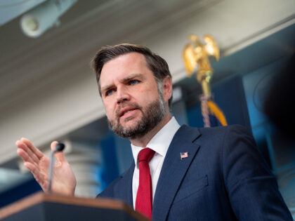 Vice President JD Vance speaks with reporters in the James Brady Press Briefing Room at th
