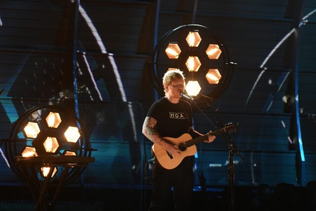 Ed Sheeran, shown here performing at the Grammys in 2017, is facing tumult following the r