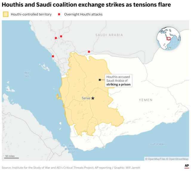 Saudi-Arabia-Yemen-Map The Associated Press