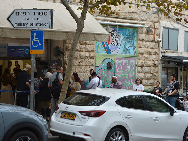 JERUSALEM - OCTOBER 26: Israeli voters queue to vote early at a Ministry of The Interior p