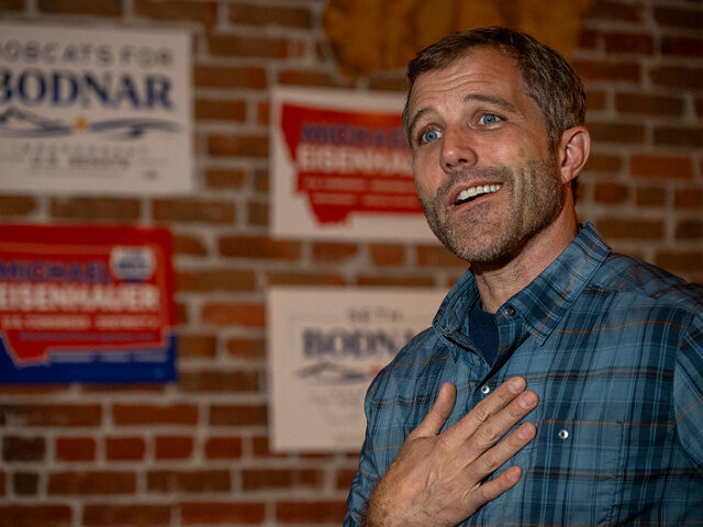 LIVINGSTON, MONTANA - SEPTEMBER 26: Independent Seth Bodnar campaigns for the Montana Sena