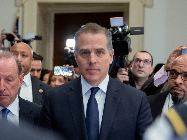 Hunter Biden, President Joe Biden's son, accompanied by his attorney Abbe Lowell, lea