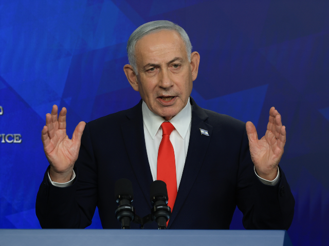 Israeli Prime Minister Benjamin Netanyahu holds a news conference, in Jerusalem, Monday Ju