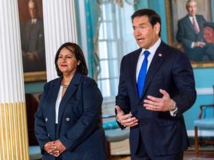 Secretary of State Marco Rubio speaks alongside Dinorah Figuera, the 2015 Venezuelan Natio