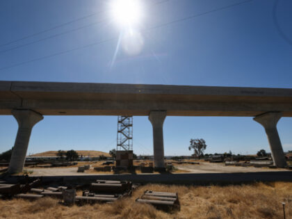 A general view of the construction site for the California High-Speed Rail Project in Fres