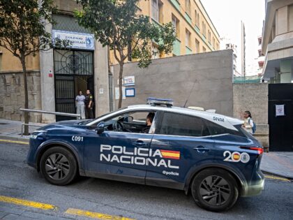 SPAIN - SEPTEMBER 08: A police car at the school entrance on 8 September 2026 in Ceuta, Sp