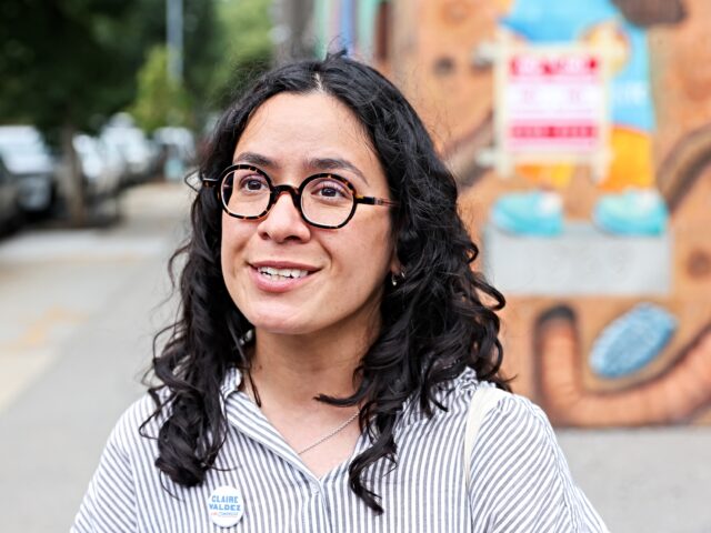 State Representative Claire Valdez, a Democrat from New York and US House candidate, outsi