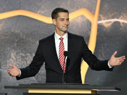 US Senator Tom Cotton, Republican of Arkansas, speaks during the second day of the 2024 Re