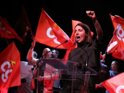 TOPSHOT - French trade union General Confederation of Labour (CGT) secretary general Sophi