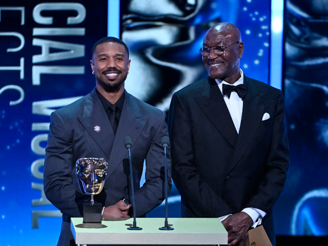 LONDON, ENGLAND - FEBRUARY 22: Michael B. Jordan and Delroy Lindo present the Special Visu