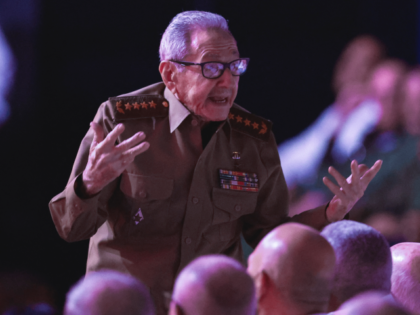 TOPSHOT - Cuban leader Raul Castro attends the gala marking the 100th anniversary of his b