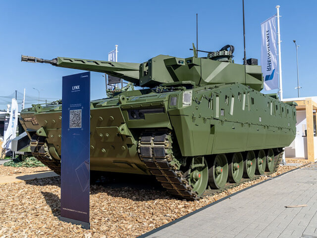 A Rheinmetall Lynx KF31 infantry fighting vehicle is seen during the 34th International De