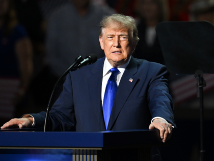 DALLAS, TEXAS - SEPTEMBER 09: U.S. President Donald Trump speaks on stage on the first day