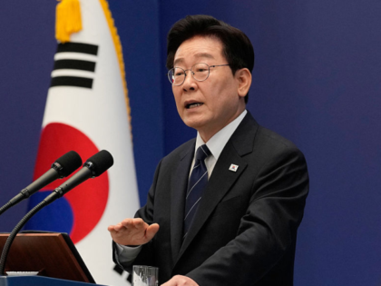 South Korean President Lee Jae Myung speaks during a press conference at the presidential