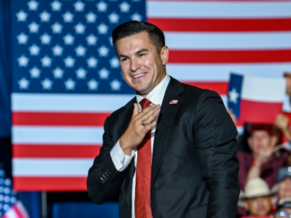 HARLINGEN, TEXAS - SEPTEMBER 30: Republican congressional candidate Eric Flores, running f