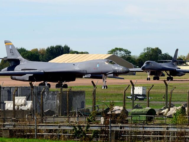 FAIRFORD, ENGLAND - OCTOBER 4: B1 bombers prepare to depart for home at RAF Fairford on Oc