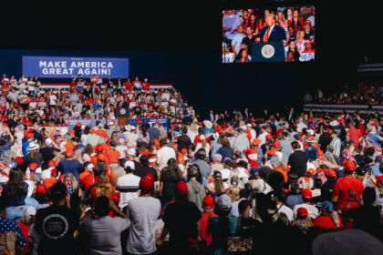 US President Donald Trump during a campaign event at the Freeman Coliseum in San Antonio,